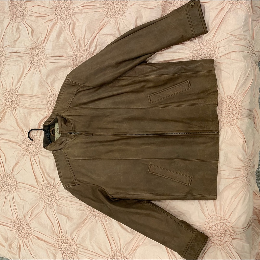 Jos A Banks Brown Leather Jacket